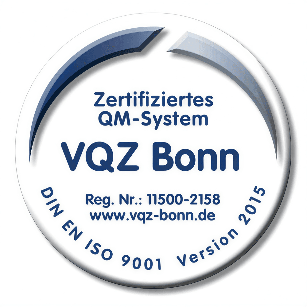 Qualitätszertifikat zertifiziertes QM-System, VQZ Bonn